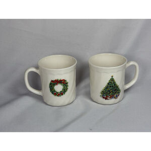 Salem Noel Porcelle Cup Mug Christmas Tree Wreath Egg Nog Coffee Chocolate EUC